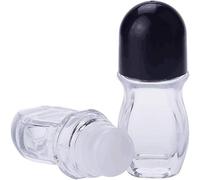 2Pcs 50ml Black Glass Empty Roller Bottles with Plastic Roller Ball, Roll-on bottle containers，Leak Proof Massage Roller Ball Bottles with Cap For Essential Oils Perfume Cosmetics