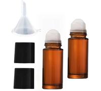 2Pcs 50ml Brown Glass Essential Oil Roller Bottles,Perfume Roller,Refillable Roll on Bottles Container Empty Deodorant Rollerball Beauty Personal Care Tools for Fragrance Cosmetics