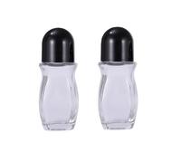 2Pcs 50ml Clear Glass Roll On Bottles Empty Refillable Essential Oil Roller Containers with Black Cap for Aromatherapy Deodorant Lip Gloss Massage Oils