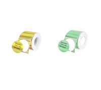 2Pcs 50x50mm Laser Thermal Label Paper Roll Multicolor Adhesive Tape Compatible for Label Printer Like M110 M200 E210 P50(Gold-Green-50x50)
