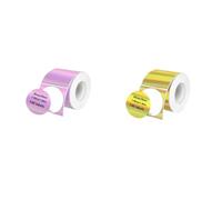 2Pcs 50x50mm Laser Thermal Label Paper Roll Multicolor Adhesive Tape Compatible for Label Printer Like M110 M200 E210 P50(Purple-Gold-50x50)