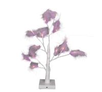 2Pcs - 55cm Purple Feather Tree Table Lamp Warm White LEDs Lighted Pampas Tree - Battery-Operated Decorative Night Light for Christmas, Home, Events, Holiday Decorations