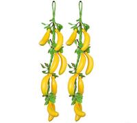 2PCS 58cm Artificial Banana Fruit Strings, Realistic PU Fake Vegetables for Home and Garden Wall Decoration, Restaurant, Hotel or Store Ornaments