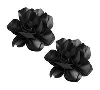 2Pcs 5in Dainty Satin Fabric Flower Brooch Extra Large Rose Camellia Flower Brooches Lapel Pins for Women Wedding Party Dance Banquet Clothes Jewelry Accessories, Silk, no gemstone