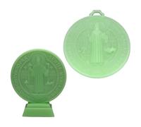 2Pcs 5inch Benedict Crosses with Glowing in Dark Green Luminouses Medals for Home or Car Decoration Religious Home Decoration