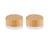2Pcs 5ml/0.17oz Frosted Glass Cosmetic Jars with Bamboo Lids Mini Refillable Empty Containers for Face Cream Lip Balm Ointments
