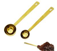 2PCS 5ml+10ml Measuring Spoons Gold Stainless Steel Long Handle Precision Measuring Spoon Measuring Spoons Sets for Coffee, Protein Powder, Milk Powder, Tea, Sugar