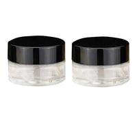 2PCS 5ML / 5Gram Small Litter Cute Round Empty Refillable Transparent Glass Bottle Jars Pot Container With Black Cap For Makeup Cosmetic