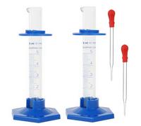 2Pcs 5ml Graduated Cylinder, Thick Glass Measuring Cylinder, with Anti-Falling Plastic Base and Bumper Guards, for Science Laboratory Measuring Liquid, Bring 2 droppers