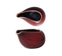 2pcs/5pcs 100ml Changes Ceramic Milk Jug Restaurant Steak Sauce Pot Gravy Boats Kitchen Seasoning Tools Extraction Cup for Making Coffee(Red)