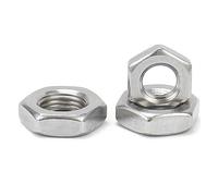 2PCS/5PCS/10PCS/20PCS/50PCS M2 .5 M3 M4 M5 M6 M8 M10 M12 M14 M16 304 Stainless Steel Flat Hex Hexagon Thin Nut Jam(50pcs M4)
