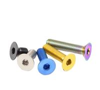 2pcs-5PCS titanium screw M3 M4 M5 M6 Rainbow colourful black gloden titanium flat hex coutersunk head screw(Black,8MM_M4 5PCS)