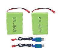 2PCS 6.0V 2800mah AA Battery JST-2P plug with USB charging cable for the New Huina 540 Dump 520 RC Bulldozer and 510 Excavator 540 Construction Vehicle Truck Tank RC Car Battery
