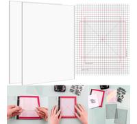 2PCS 6.5X8.5"Photopolymer Grip Mat with 4PCS Printed Guides for Stamping,Multi-Use Non-Slip Sticky Mats Fit In Stamp Positioning Tool for Card Making Hold Your Cardstock In Place When Stamping,Stencil