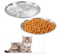 2Pcs 6.7 Inches Stainless Steel Cat Dishes, Shallow Food Bowl for Small Pets, Relief Whisker Fatigue Cat Dishes for Food and Water