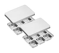 2Pcs 6-Compartment Stainless Steel Ice Cube Trays with Lid, Food-Grade Reusable Molds for Freezer, Chocolate, Wine, Yogurt & Cocktail Cubes