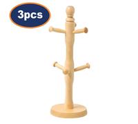 2Pcs 6 Hook Peg Wooden Hanging Cup Coffee Mug Tree Rack Holder Kitchen Storage