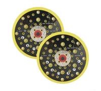 2PCS 6 Inch 52 Hole Sanding Backing Pad with and, Medium 2PCS | Density Polyurethane Polishing Disc for Random Orbital Sander, 150mm 5/8-11 Thread, Vibration Absorption for Wood Metal