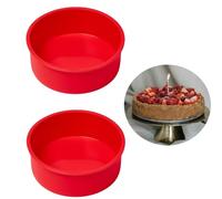 2pcs 6 Inch Silicone Cake Moulds for Baking, Silicone Cake Tins Round Trays Baking Pan Non-Stick Quick Release Suitable Baking Tray for Muffins Puddings Bread