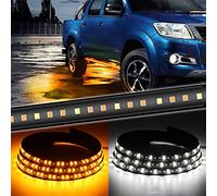 2Pcs 60 inch LED Board Running Light Amber Side Marker Turn Signal Sequential & White Courtesy Light Bar Strip for Extended Crew Cab Trucks Pickup SUV,Car (60 inch)
