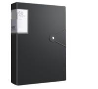 2pcs 60 Pocket A4 Color Transparent Folder File Large Capacity Dustproof for Schools and Offices(Black)