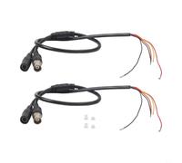 2PCS 60cm Power Video Cable with For BNC DC Connector and Stripped Wire Terminals for CCTV For Camera and Analog System Video Transmission (Black*2P2.0+3P1.25)