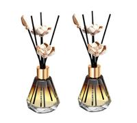 2PCS 60ML/2oz Diamond Shaped Glass Diffuser Bottles DIY Essential Oil Fragrance Replacement Diffuser Set with Rubber Plug and Gold Lid Aromatherapy Storage Containers for Home Office
