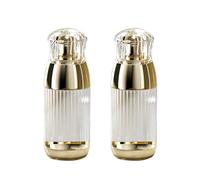 2PCS 60ml/2oz Empty Clear Round Plastic Lotion Pump Bottles with Gold Pump Head Refillable Cosmetic Dispenser Travel Liquid Soap Container Vial Jar for Foundation Lotion Essential Oil