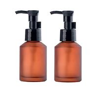 2PCS 60ml/2oz Empty Red Frosted Glass Lotion Pump Press Bottles Travel Makeup Cosmetic Soap Dispensers Containers Jars with Black Pumps for Lotion Liquid Makeup Removel Oil Shampoo