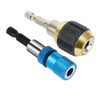 2pcs 60mm Hex Shank Quick Change Adapter for Keyless Drill Chuck, Carbon Steel Driver with 1/4" Shank, Gold Black/Blue, Compatible with Electric Drills Over 6.3mm Clamp Diameter