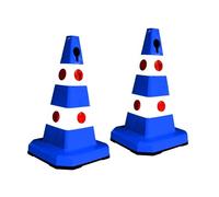 2Pcs 62CM Ultra Traffic Cone | Unbreakable Solid Body Reflective Traffic Cone with Cat-Eyes Lenses | High Visibility Safety Cone | Parking Cone with Chain and Sign Attaching Socket (Blue)