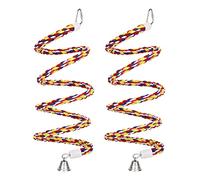 2Pcs 63'' Bird Rope Perches Birdcage Swing Toys 100% Cotton Natural Bird Perch Peck/Chewing with Bell Climbing Standing Bungee Parrot Toys for Small to Regular Size Parrot Cockatiel Birds