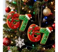 2pcs 67 Christmas Decoration, Funny 6 7 Meme Christmas Decorations, Wooden Sign Holiday Decorations Meme Gift for Christmas Tree Home Decor Includes Lanyard (Green)