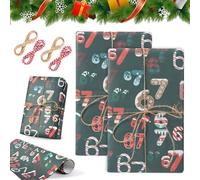 2Pcs 67 Christmas Wrapping Paper,67 Meme Christmas Gift Wrap,2026 Funny Holiday Gift Wrap,Unique 67 Xmas Festive Wrapping Papers Roll 67 Meme Xmas Giftwrap Paper Rolls (Green* 4*hemp rope)