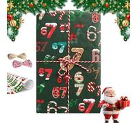 2PCS 67 Wrapping Paper, 6 7 Christmas Wrapping Paper Wrap Your Presents In Holiday Fun (Dark Green)