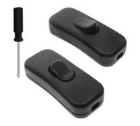 2Pcs 6A DP Inline Cord Switch, 250V Black Low Profile Torp-edo S-witch, 2 Core Double Pole Switching Accept Round or Flat Wire, Inline Switchs for Light/Bulb/Desk Lamp/Small Appliance Swit-chs