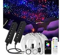 2PCS 6LEDs Colorful RGBW Starlight Headliner Kit, 720pcs0.03in9.8ft, APP/Remote Control Fiber Optic Lights with Shooting Stars & Mix Color Chase for Car/Home Theater Sky Decoration