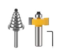 2pcs 6mm/6.35mm/12.7mm/8mm/10mm/12mm Shank Rabbet Router Bit with 6 Bearings Durability 45# Carbon Steel Body Tool Rabbet Router Bit