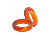 2Pcs 6mm Red Carnelian Crystal Rings for Women Girls Natural Agate Carnelian Gemstone Stackable Plain Band Ring(Size 6 7 8 9 10) 6 UK