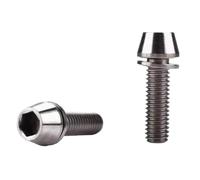 2pcs-6pcs Titanium Screw Bolt M5 M6X16/18/20/25 Cone Head With Gasket Washer Bicycle Stem Screws Bolts(Titanium gray,6PCS_M6X25MM)