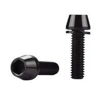 2pcs-6pcs Titanium Screw Bolt M5 M6X16/18/20/25 Cone Head With Gasket Washer Bicycle Stem Screws Bolts(Black,2PCS_M6X20MM)