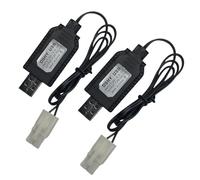 2pcs 7.2V NiMH/NiCd Battery Charger Cable with Standard Tamiya Plug Compatible RC Car RC Tank RC Plane RC Boat and Other Remote Control Toys for Universal 7.2V Lipo Battery USB Charger