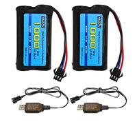 2PCS 7.4V 1000mAh 2S 10C Li-ion Battery with SM-3P Plug and USB Charging Cable for DE82 TK3086B G20601 RC Car TK-3082B Stunt Flipping Car C60 Truck Battery