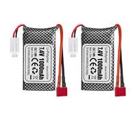 2PCS 7.4V 1000mah T-plug Lithium Battery for 18858 18859 18859A 18859E HM163 HM164 35-DJ03 35-DJ04 SN-DJ02 16889 16889A 16890 2845 2846 Q901 Q902 Q903 RC Car Quadcopter Drone Battery