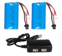 2PCS 7.4V 2000mAh 15C 2S Li-ion Battery with SM-2P Plug & USB Charging Cable, High Capacity Batteries for WPL MN99 4WD RC Cars & Most 1/10, 1/12, 1/16 Scale RC Cars Trucks Boats