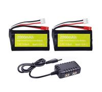 2PCS 7.4V 2000mah 15C 2S Lipo Battery with JST-2P Plug with 2-in-1 Charger for UDIRC UD1601 UD1602 UD1604 UD1607 SG1603 SG1604 High-speed RC Car Boat Drone huina Engineering Vehicle Spare Battery