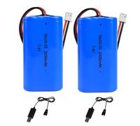 2Pcs 7.4V 2000mAh Li-ion 18650 Battery Pack Replacement Rechargeable Battery Pack With XH2.54-2P USB Charger Cable for RC Airplane DIY, Fishing lights,Doorbell, etc.