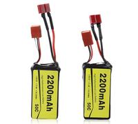 2Pcs 7.4V 2200mAh Rechargeable LiPo Battery, 50C High Discharge Rate RC Batteries with Deans T Plug Fit for RC Car Truggy, RC Airplane, FPV Drone, UAV Quadcopter and Helicopter