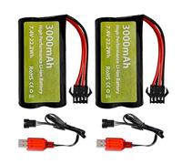 2PCS 7.4V 3000mah 15C 2S Li-ion Battery with SM-4P Plug with USB Charging Cord for EC08 DE85 RC Car Truck RC Boat RC Drone Engineering Vehicle Battery