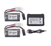 2PCS 7.4V 800mAh 5500-2P Plug Lithium Battery with 2 in 1 Charger for 9130 9135 9136 9137 9138 9145 RC Toy Car RC 4WD High Speed Off-Road RC Car